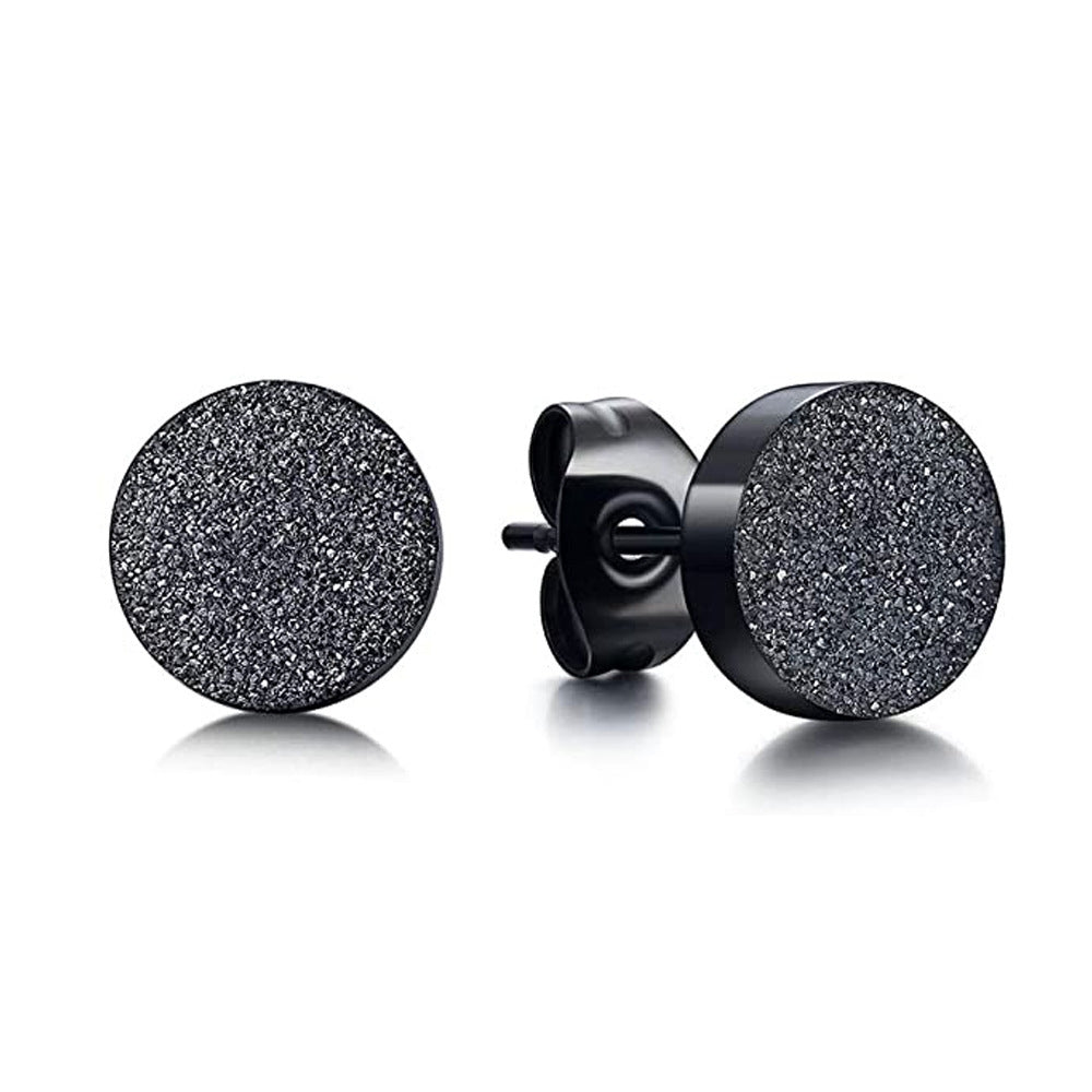 Simple Round Titanium Steel Stud Earrings for Men and Women