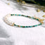 Simple Round Turquoise and Freshwater Pearl Beaded Women's Bracelet