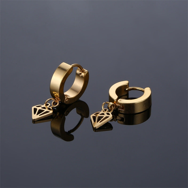 Geometric Stainless Steel Hollow Drop Earrings Ear Clips