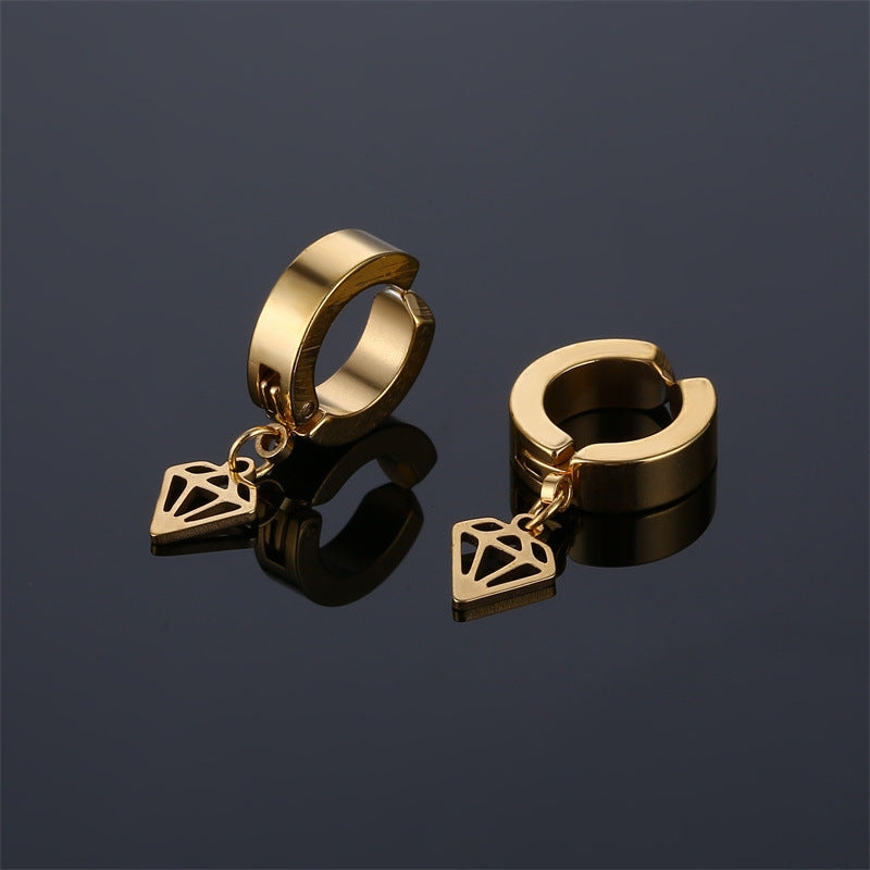 Geometric Stainless Steel Hollow Drop Earrings Ear Clips