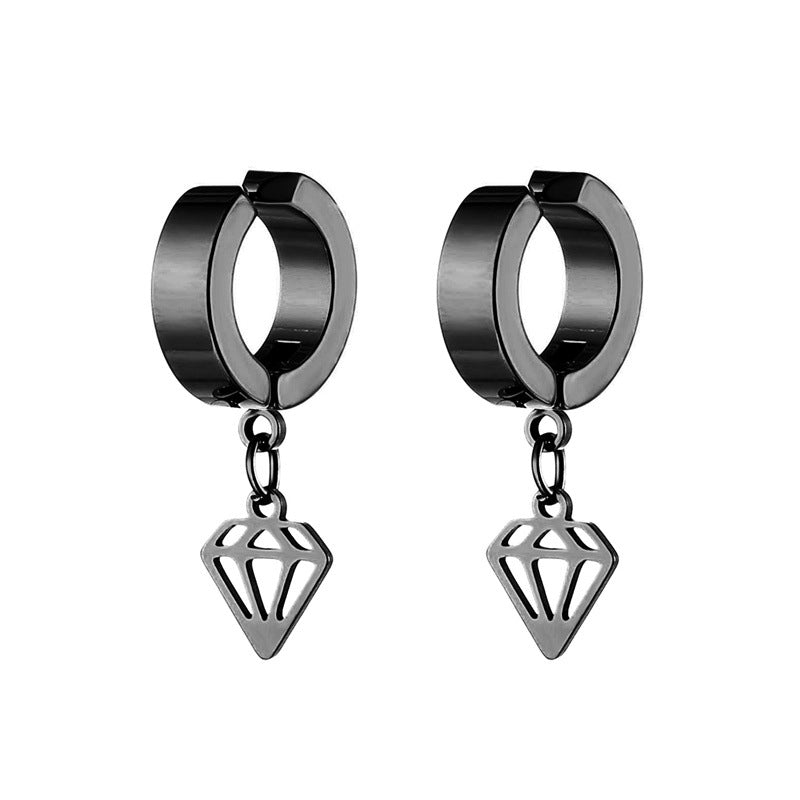 Geometric Stainless Steel Hollow Drop Earrings Ear Clips