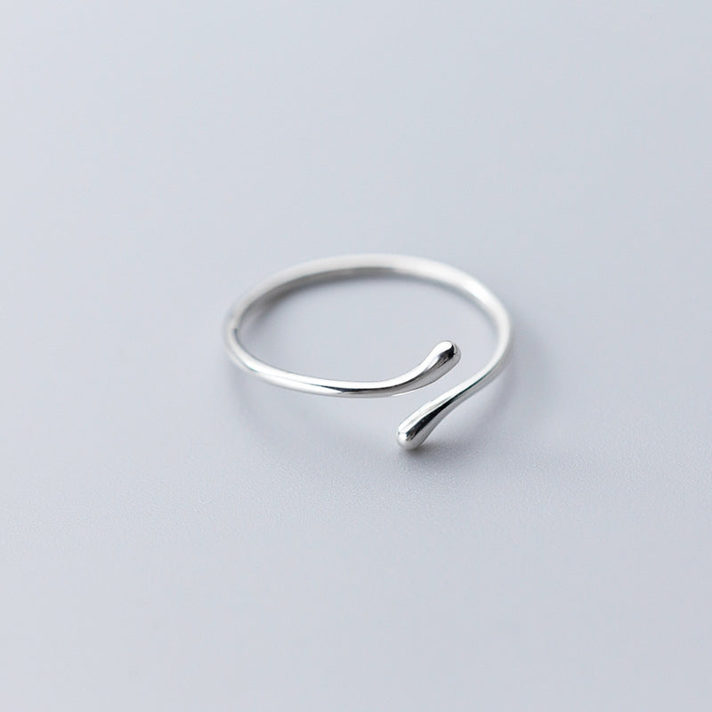 Simple Style Solid Color Sterling Silver Adjustable Open Ring