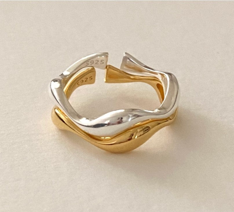 Simple Style 18k Gold Plated Sterling Silver Open Ring