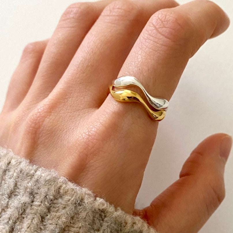 Simple Style 18k Gold Plated Sterling Silver Open Ring