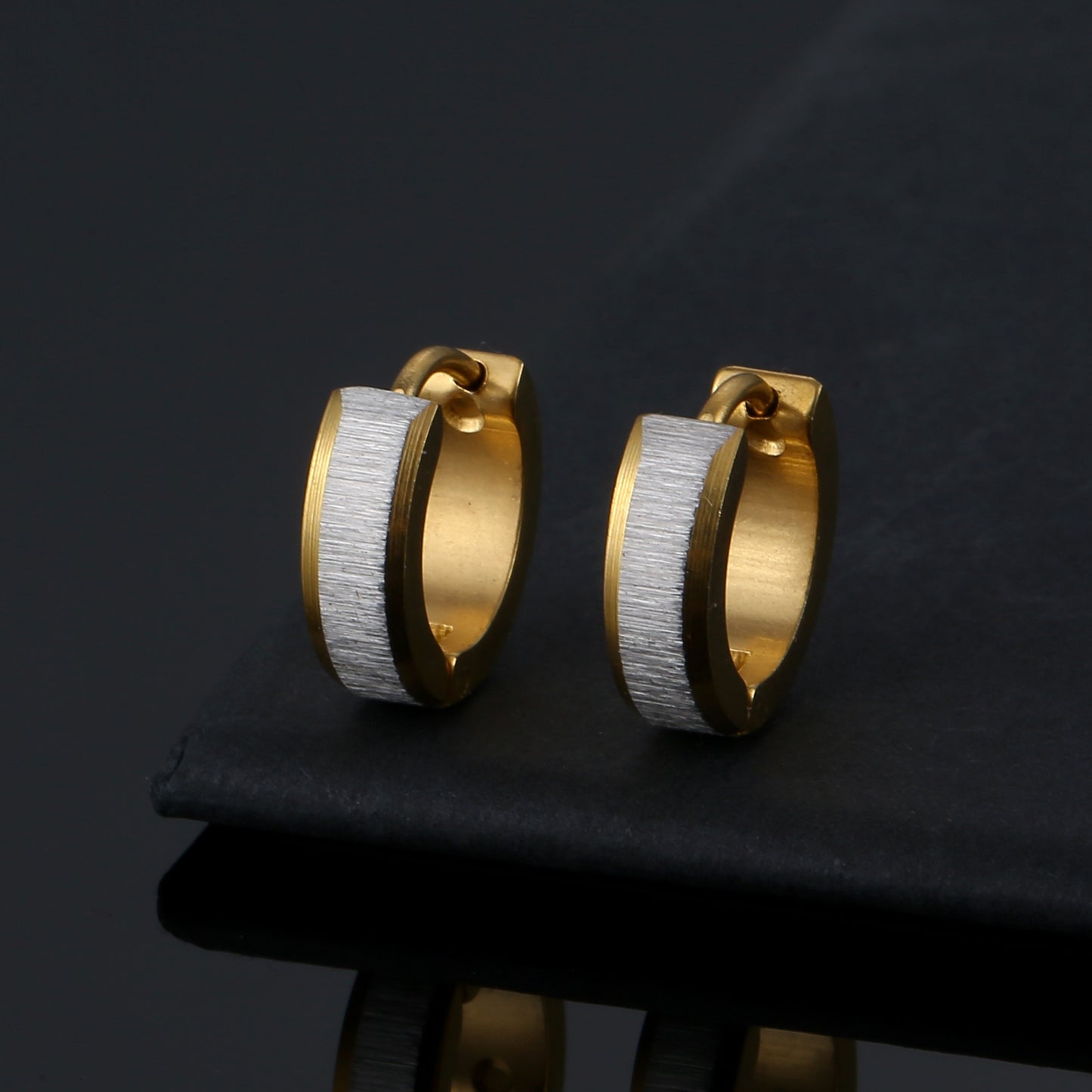 Simple Titanium Steel Plated Hoop Earrings for Men