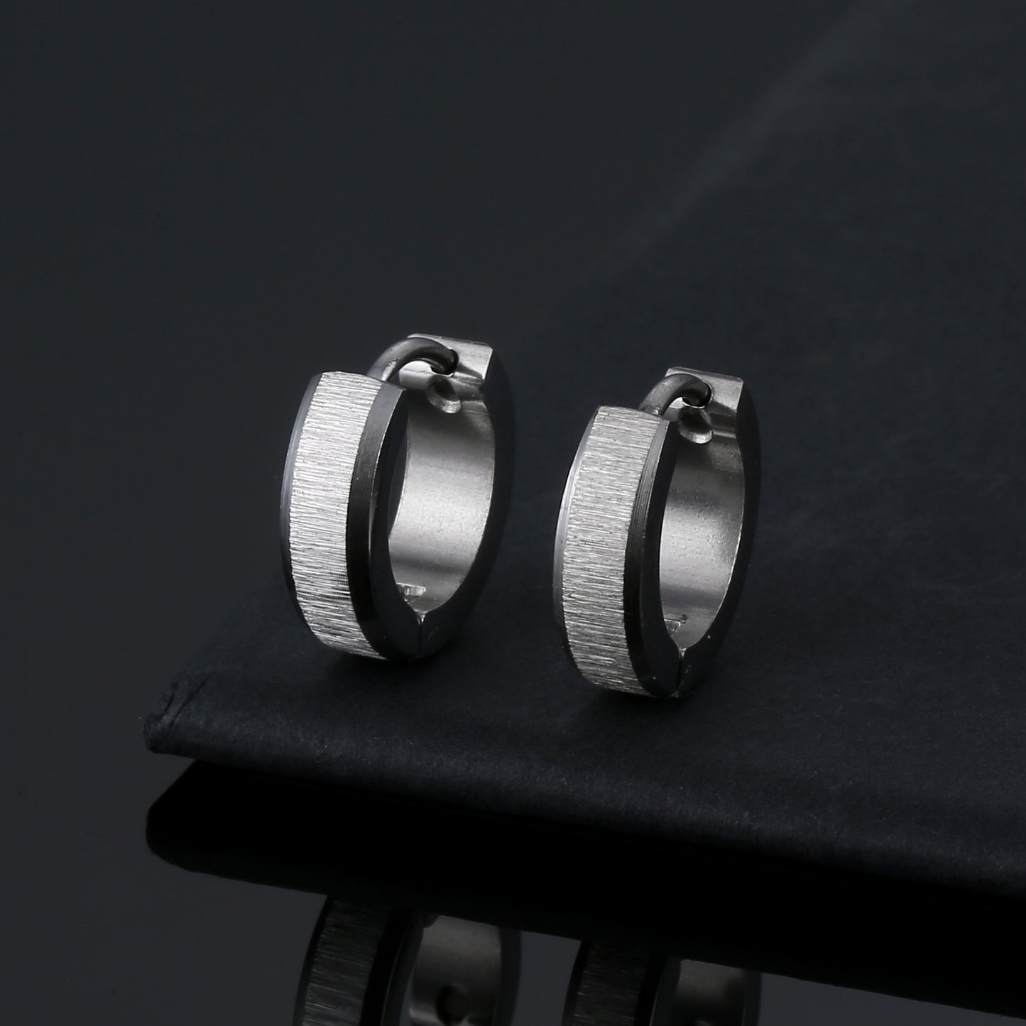 Simple Titanium Steel Plated Hoop Earrings for Men