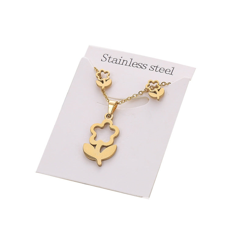 Simple Star and Butterfly Stainless Steel Jewelry Set for Women and Men