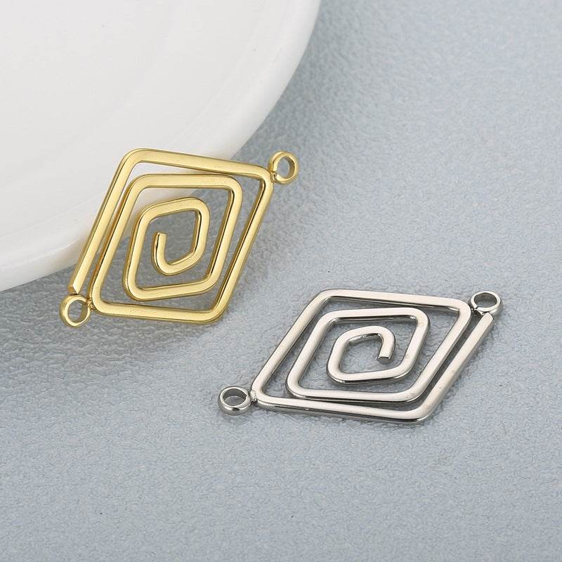 1 Piece Stainless Steel 18K Gold Plated Geometric Argyle Pendant Necklace and Earring DIY Accessory