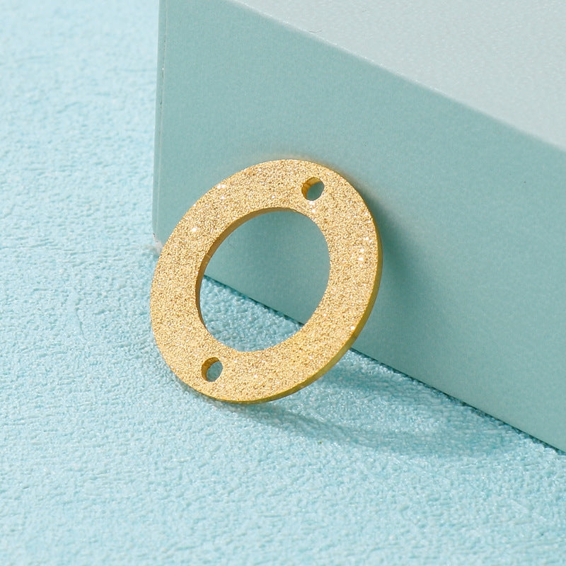 18K Gold Plated Stainless Steel Matte Circle Pendant