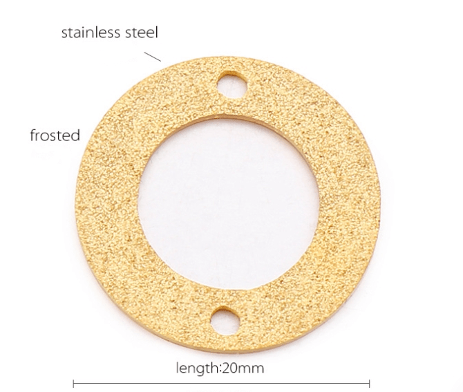 18K Gold Plated Stainless Steel Matte Circle Pendant