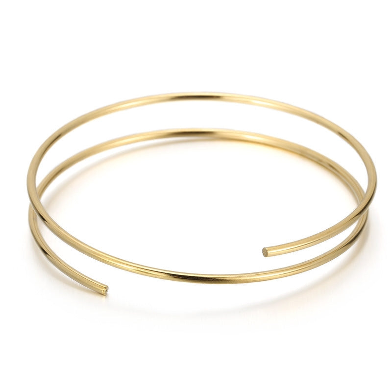 1 Piece Stainless Steel 18K Gold Plated Open Cuff Bracelet for Women