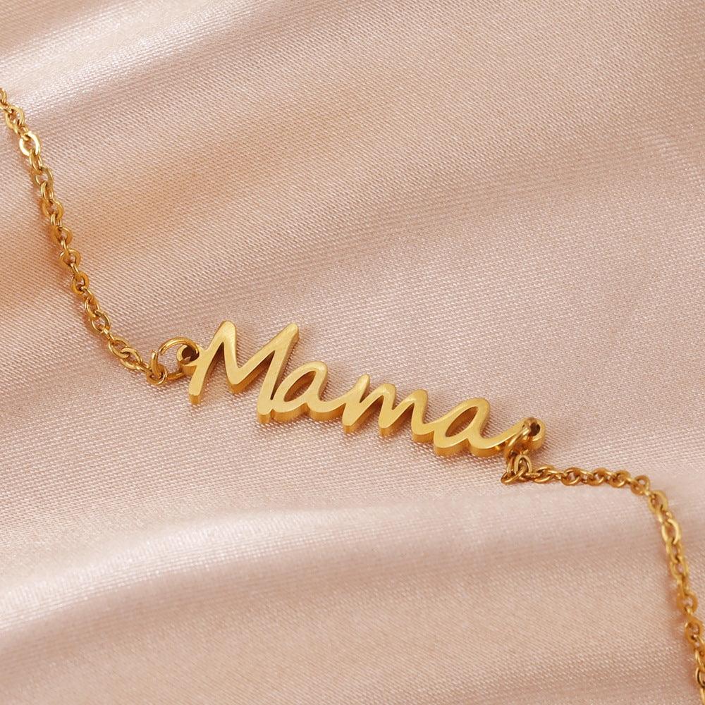 Stainless Steel Mama Letter Pendant Necklace Charm