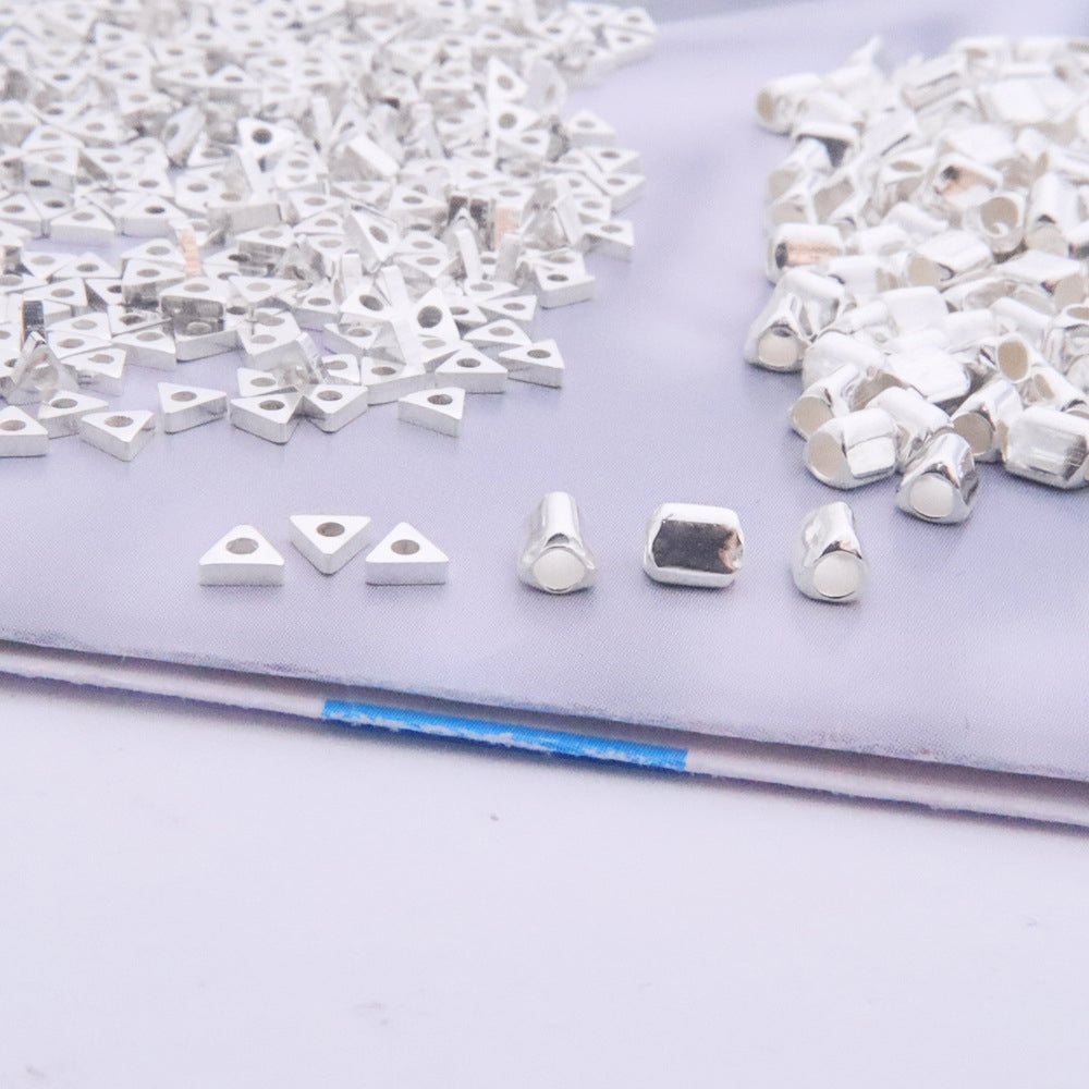 Sterling Silver Geometric Triangle Spacer Beads for DIY Jewelry Making