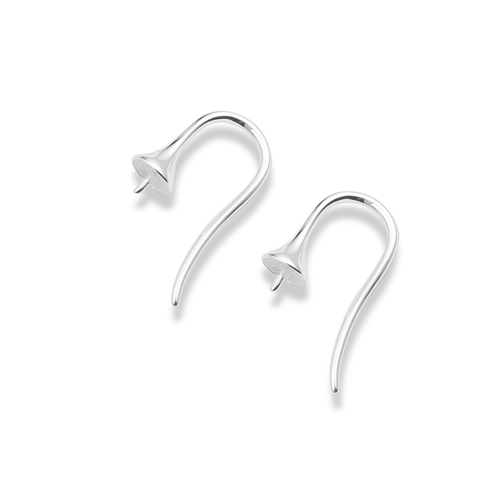 Sterling Silver Trumpet Flower Hook Earring Findings for DIY Jewelry