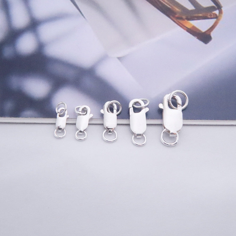 Sterling Silver S925 Square Spring Clasp for DIY Jewelry Necklace Bracelet Connector