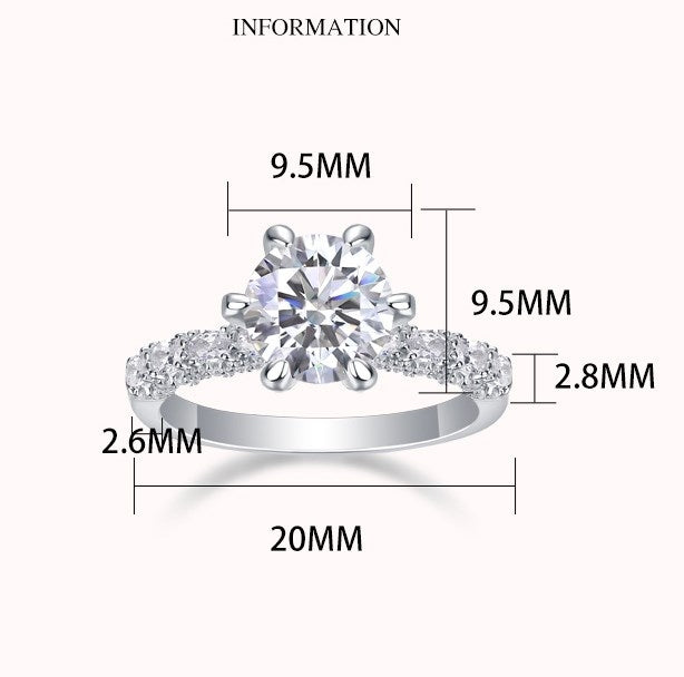 Sterling Silver White Gold Plated Moissanite Ring Set