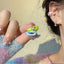 Sweet Geometric Enamel Alloy Ear Cuffs with Colorful Zircon Clip-On Design