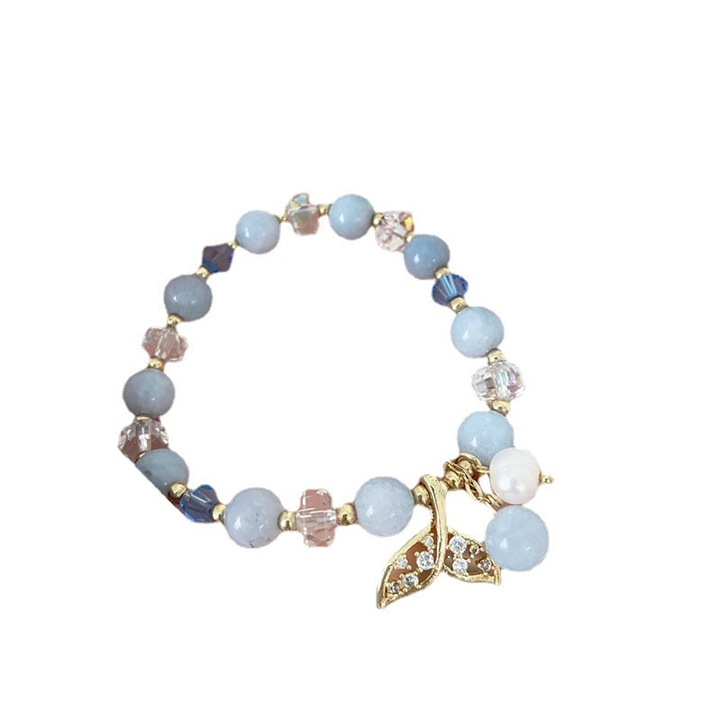 Sweet Moon Ocean Blue Crystal Mermaid Bracelet - Natural Stone Jewelry Gift