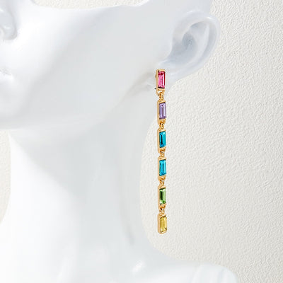 Sweet Color Block Rhinestone Inlay Alloy Drop Earrings