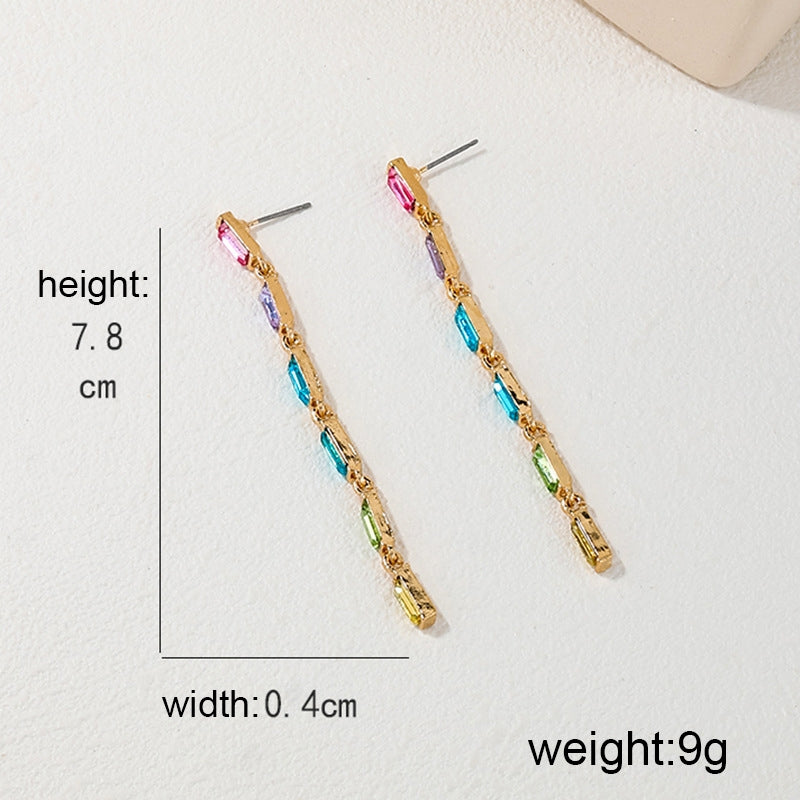 Sweet Color Block Rhinestone Inlay Alloy Drop Earrings