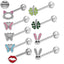 Cute Animal & Fruit Snowflake Rhinestone Tongue Rings - 316 Stainless Steel & Copper, White Gold Plated