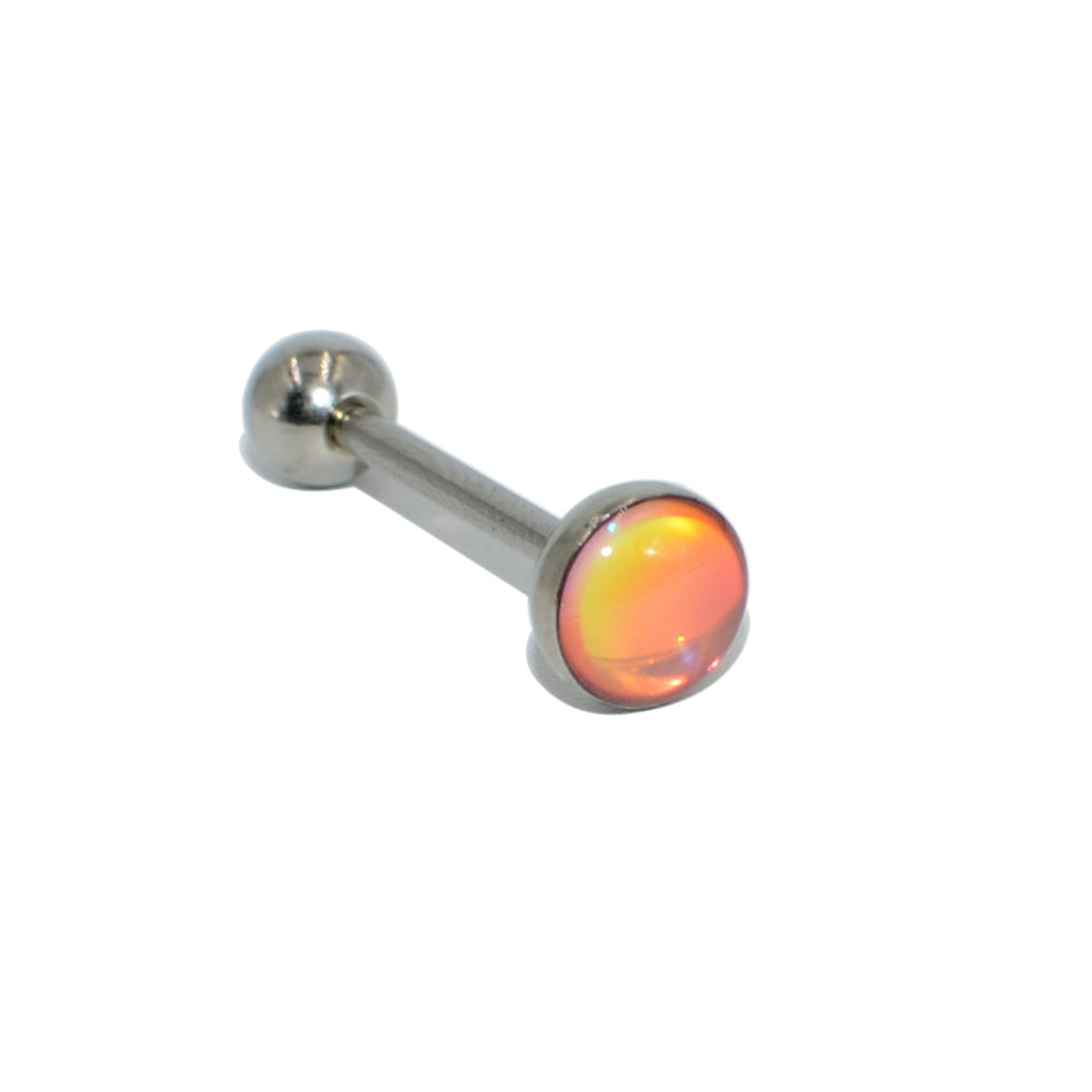 Gradient Color Stainless Steel Tongue Ring with Glitter Finish