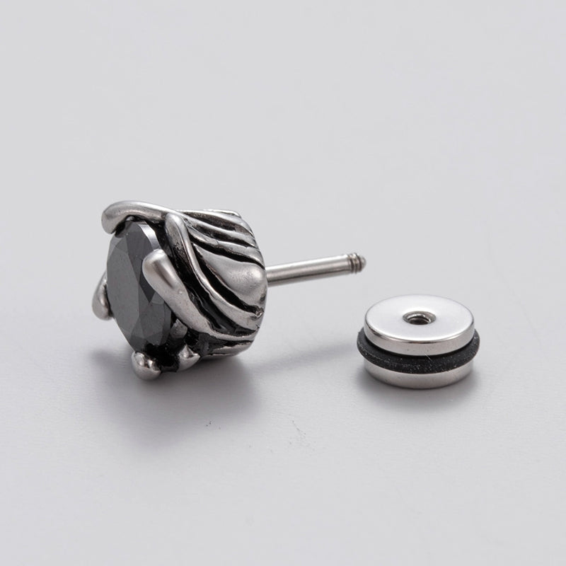 Vintage Geometric 316 Stainless Steel Black Zircon Men's Ear Stud