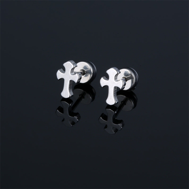 Vintage Geometric Cross Stainless Steel Hypoallergenic Ear Studs