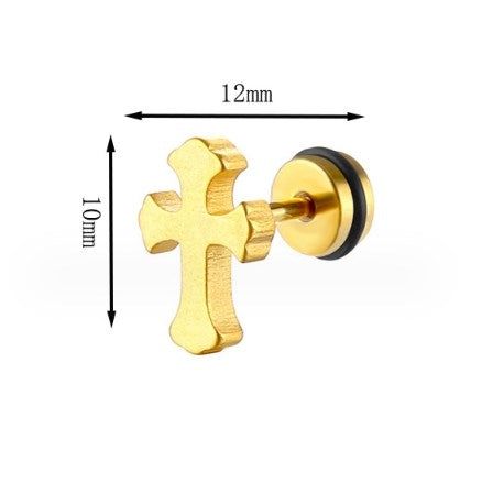 Vintage Geometric Cross Stainless Steel Hypoallergenic Ear Studs