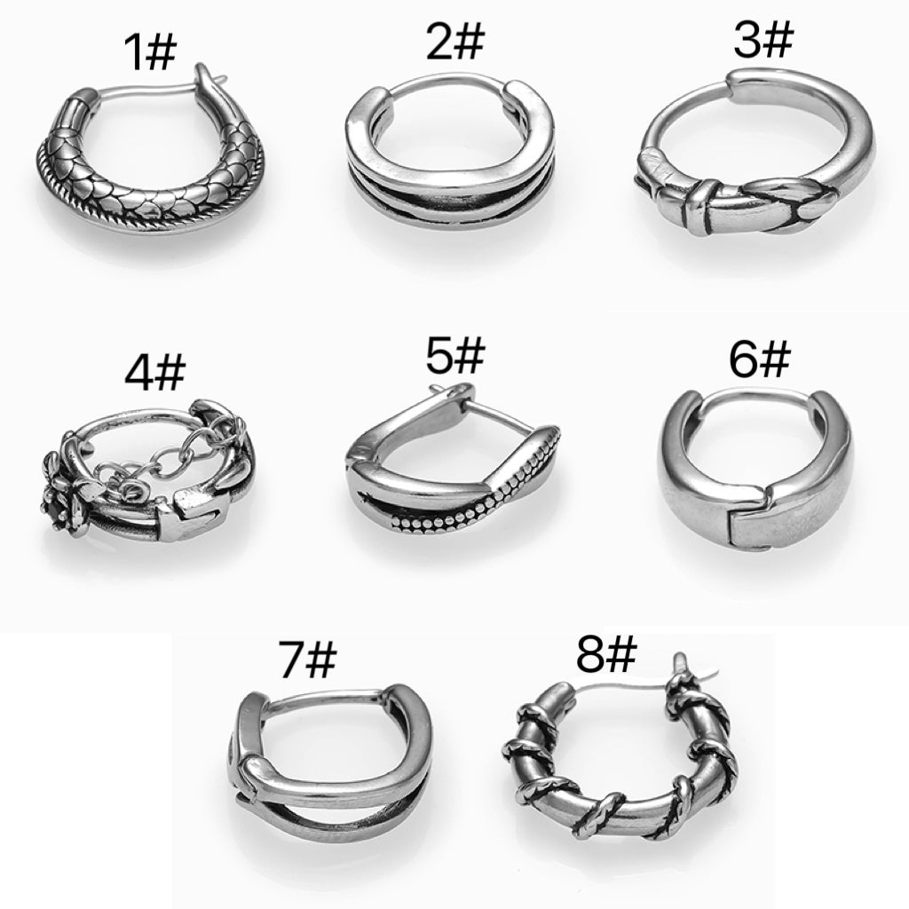 Vintage Geometric Knot Stainless Steel Hoop Earrings