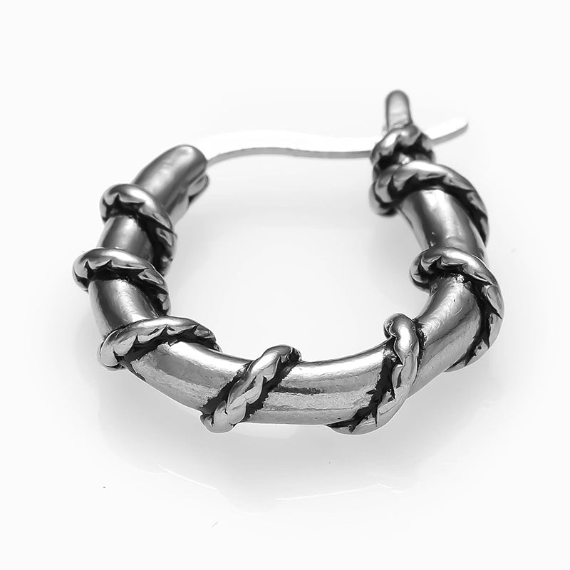 Vintage Geometric Knot Stainless Steel Hoop Earrings