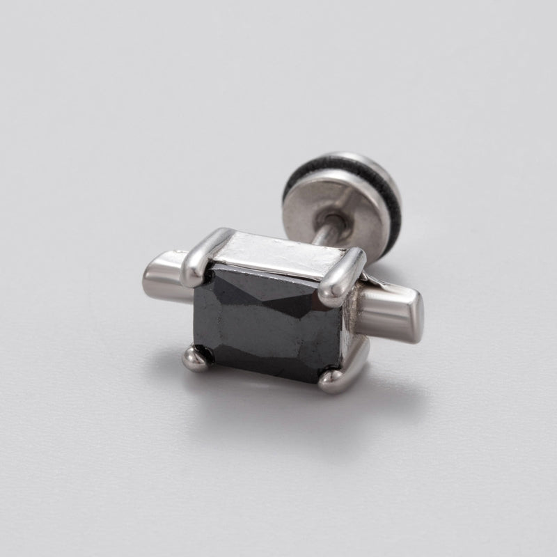 Vintage Geometric 316 Stainless Steel Black Zircon Stud Earring