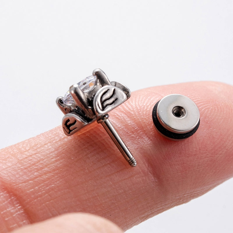 Vintage Geometric 316 Stainless Steel Zircon Men's Ear Stud