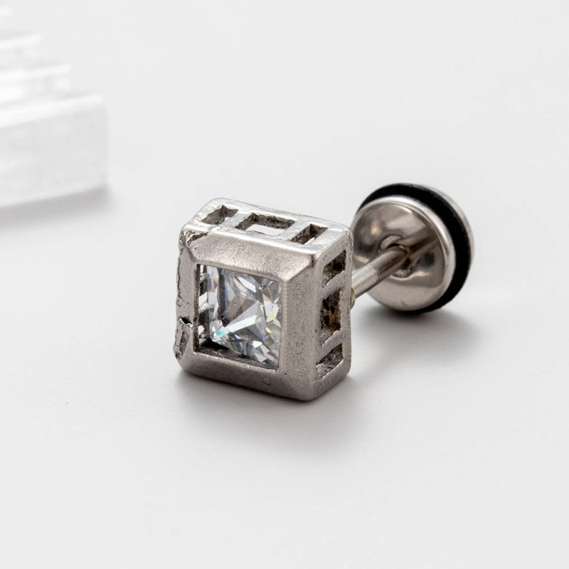 Vintage Geometric 316 Stainless Steel Zircon Men's Ear Stud