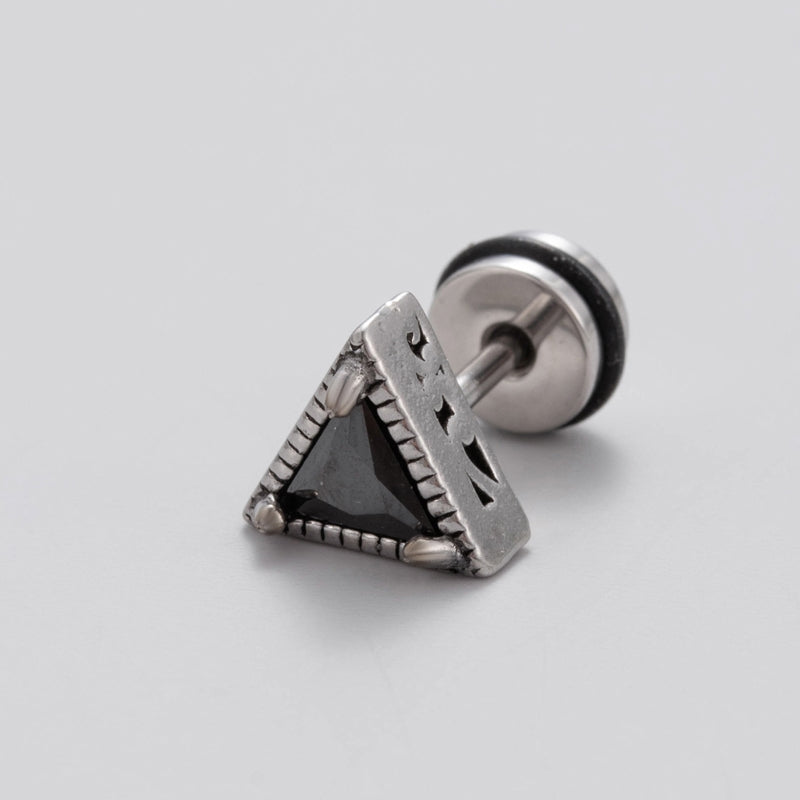 Vintage Geometric 316 Stainless Steel Black Zircon Stud Earring