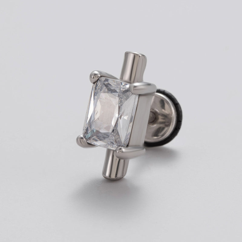 Vintage Geometric 316 Stainless Steel Zircon Men's Ear Stud