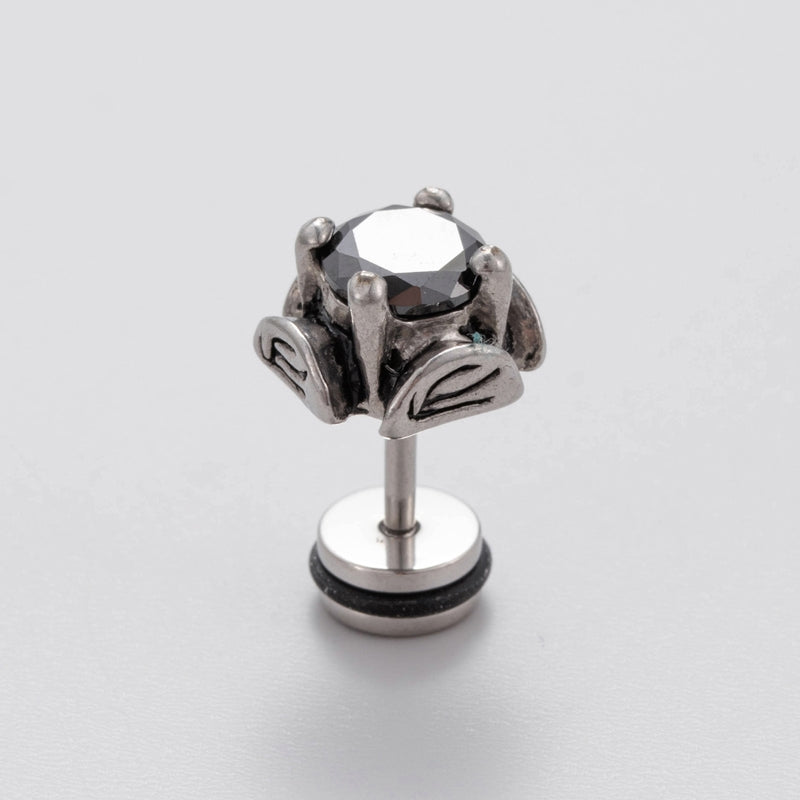 Vintage Geometric 316 Stainless Steel Black Zircon Stud Earring