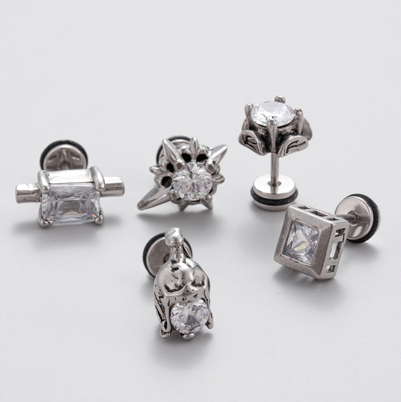 Vintage Geometric 316 Stainless Steel Zircon Men's Ear Stud