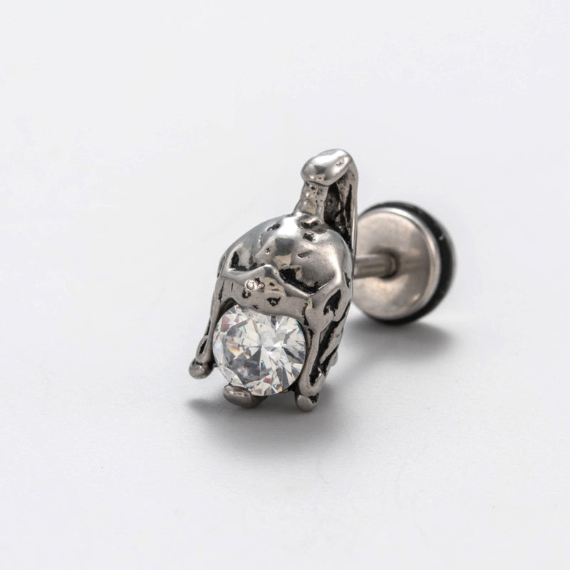 Vintage Geometric 316 Stainless Steel Zircon Men's Ear Stud