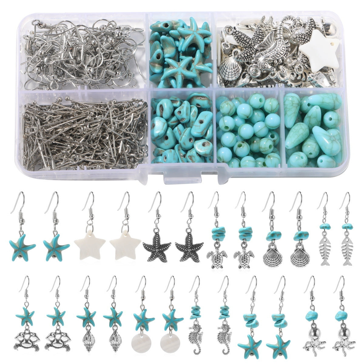 Alloy Geometric Star and Heart Shape Beads DIY Earring Kit