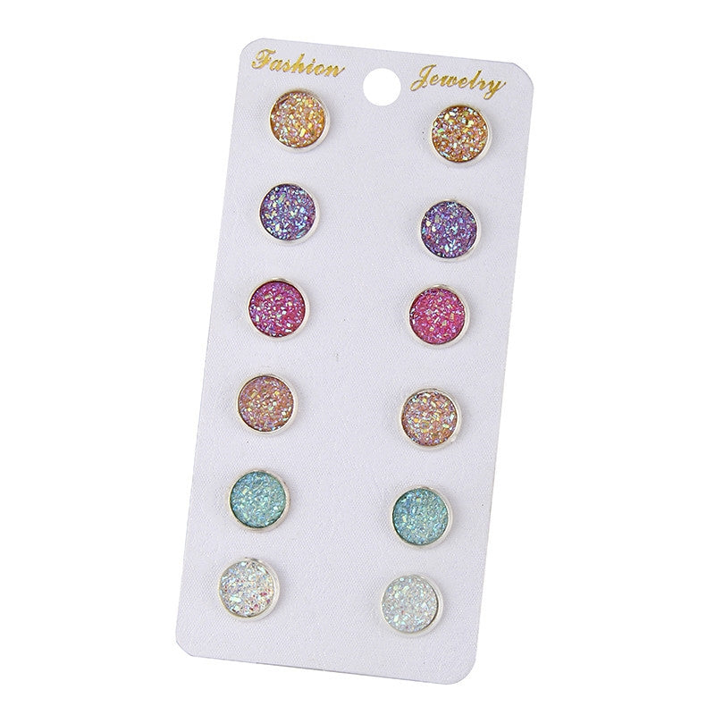 1 Set Classic Geometric Zircon Alloy Stud Earrings - 6 Pairs Fashion Jewelry Set