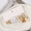 Vintage Heart Shape Pearl Earrings Set - 6 Pairs Retro Style Alloy Inlay