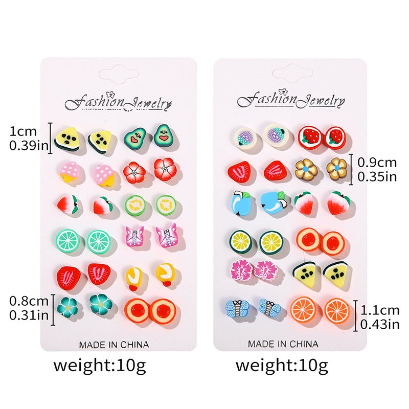 1 Set Casual Cute Simple Style Floral Strawberry Butterfly Plastic Resin Ear Studs