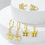 1 Set Elegant Butterfly Zircon Inlay 18k Gold Plated Drop Earrings