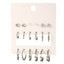 1 Set Casual Simple Style Round Inlay Alloy Rhinestones Pearl Earrings Studs - 9 Piece Silver Set