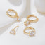 1 Set Geometric Style Round Square Flower Inlay Brass Zircon 18k Gold Plated Earrings Set