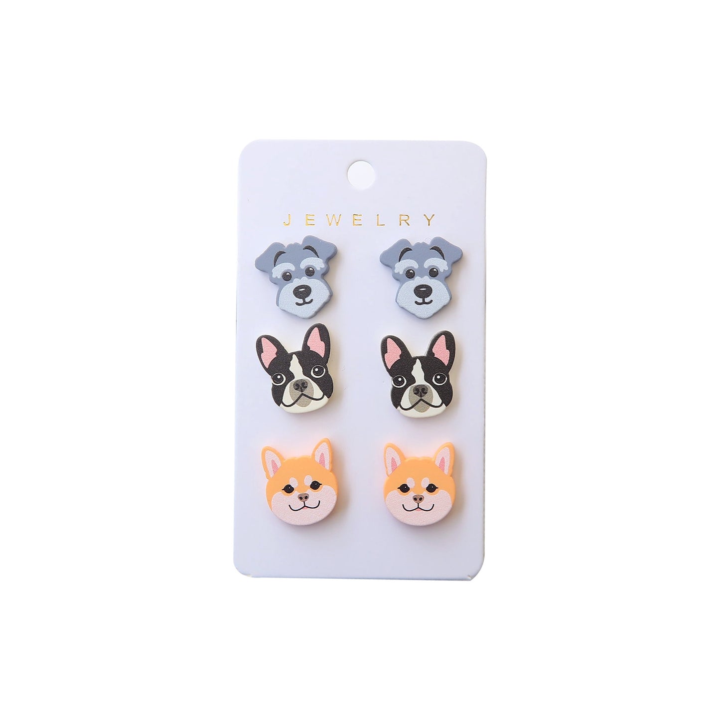 1 Set Cute Dog Acrylic Stud Earrings - Shiba Inu, Schnauzer, Bulldog Design