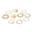 Elegant Bohemian Floral Leaf Vine Pearl Ring Set - 10 Pieces