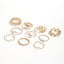 Elegant Bohemian Floral Leaf Vine Pearl Ring Set - 10 Pieces