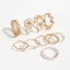 Elegant Bohemian Floral Leaf Vine Pearl Ring Set - 10 Pieces